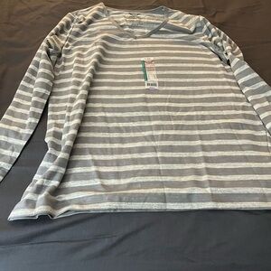 Faded Glory Gray Long Sleeve Tee with Stripes